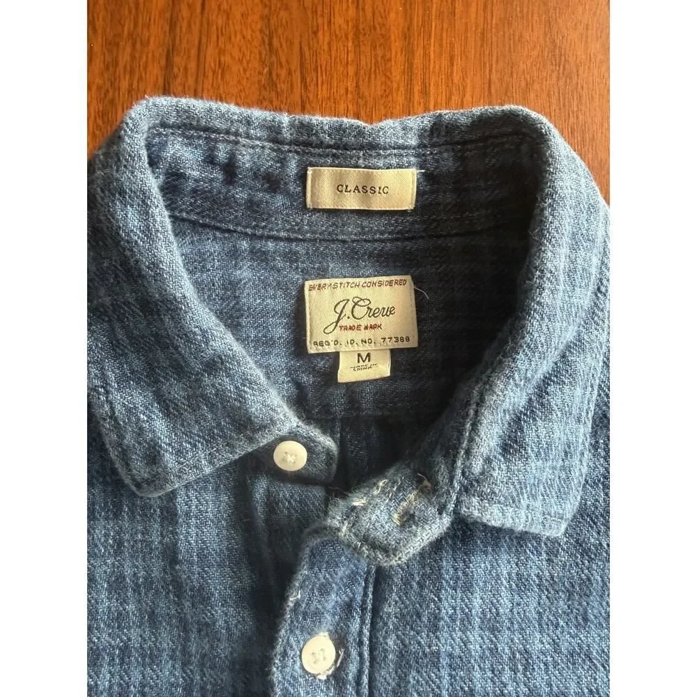 J.Crew Men's Classic Fit Blue Knit Button-Down - Size M